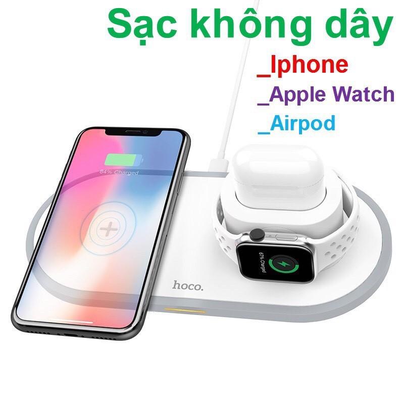 Sạc không dây, Đế sạc không dây️️ HOCO CW21 3 in 1 dành cho ( Iphone - Apple Watch ) - Hàng Chính Hãng