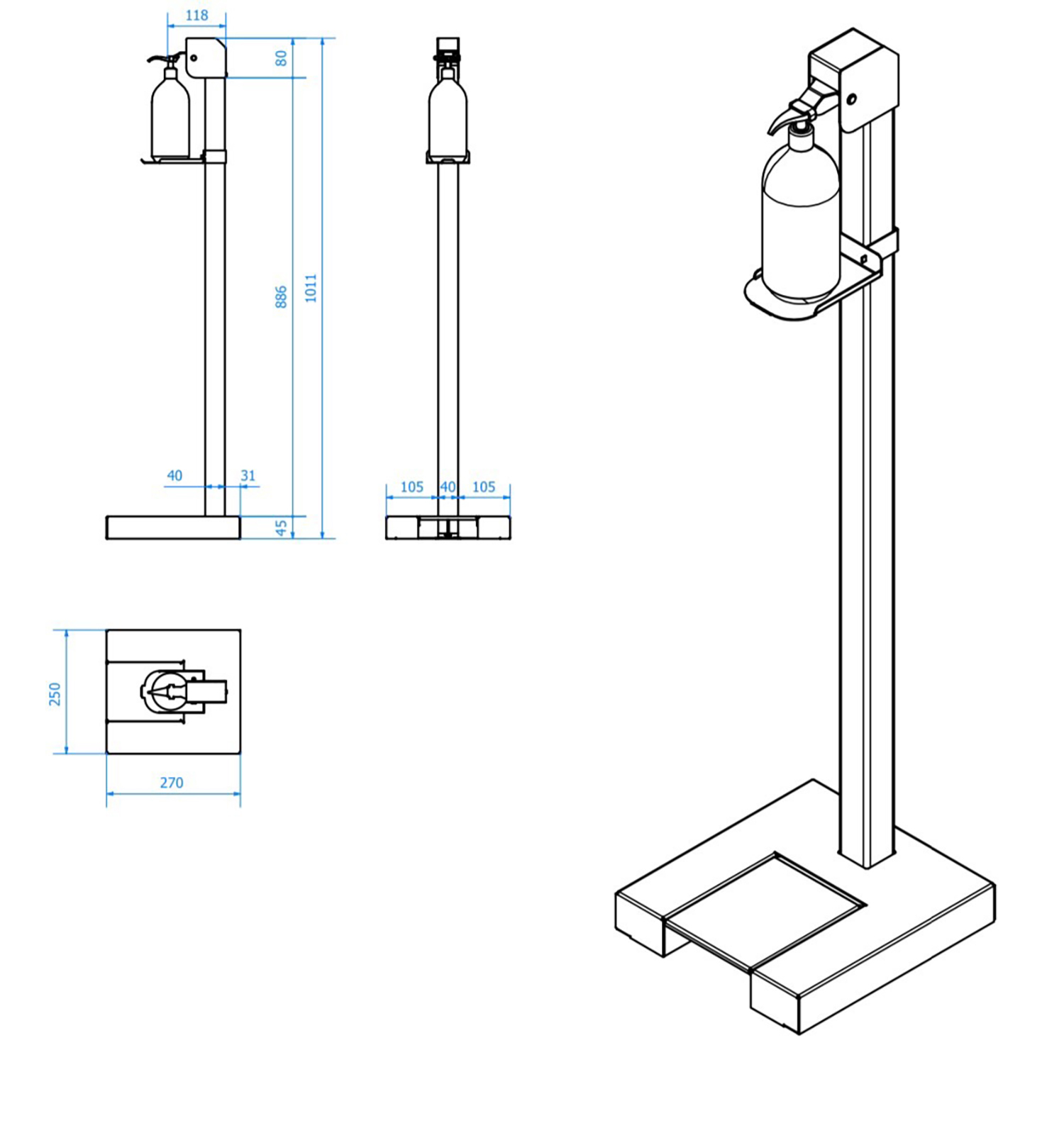 Dụng cụ lấy nước rửa tay sát khuẩn - inox304