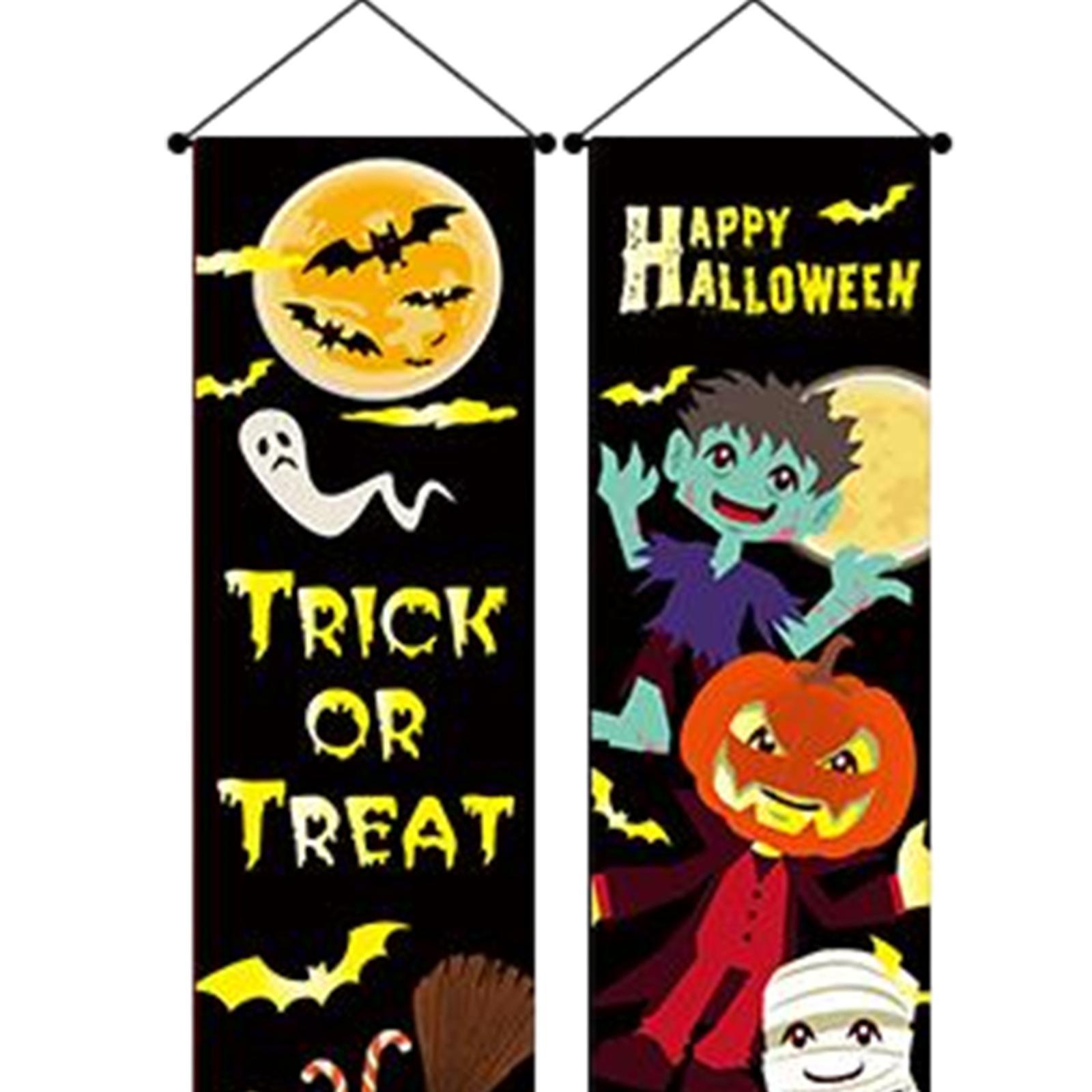 Hanging Banners Halloween Couplet Scary Decorative Sign Outdoor Flag for Party Carnival Haunted House Front Door Outside Yard