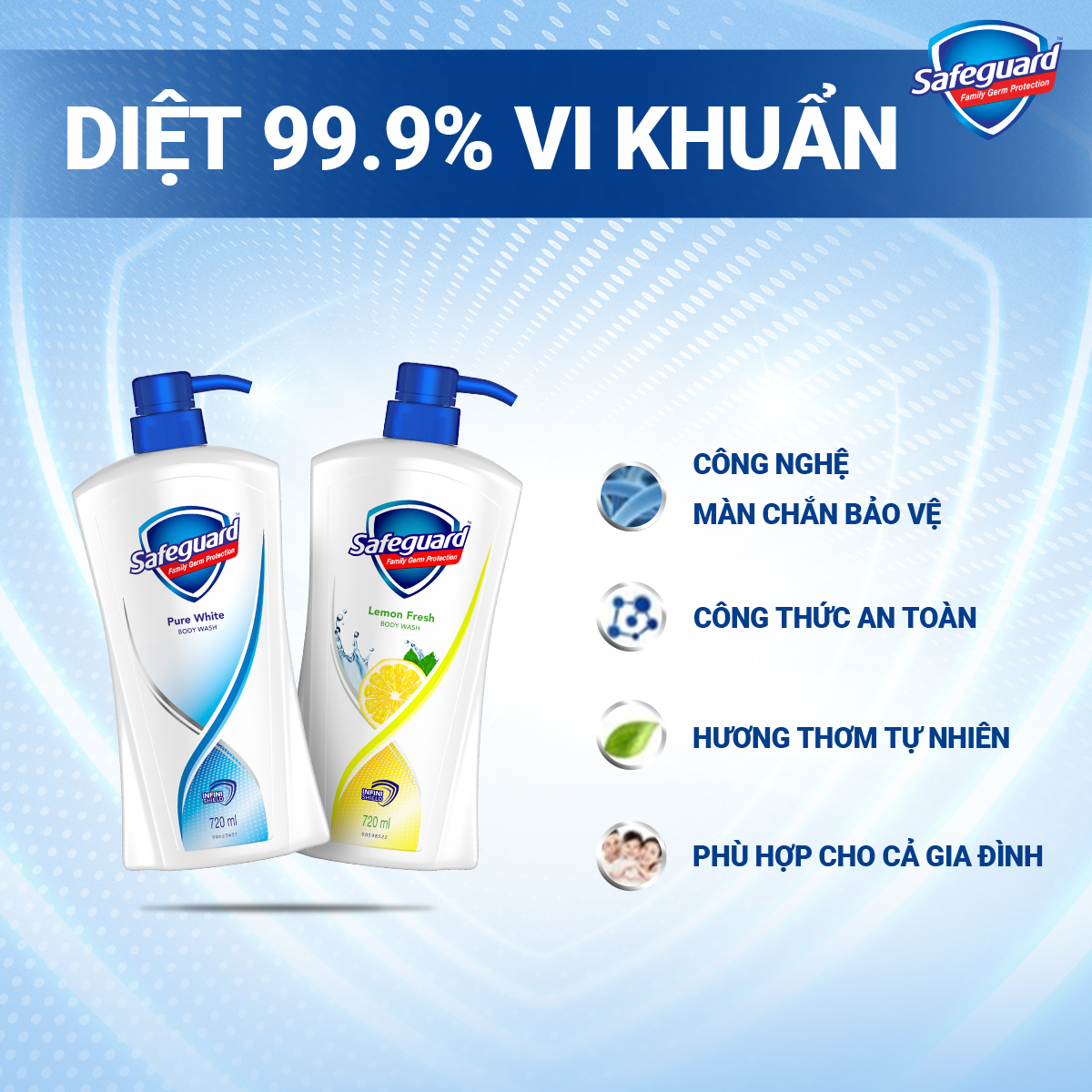 Nước rửa tay Safeguard Trắng tinh khiết 450ml