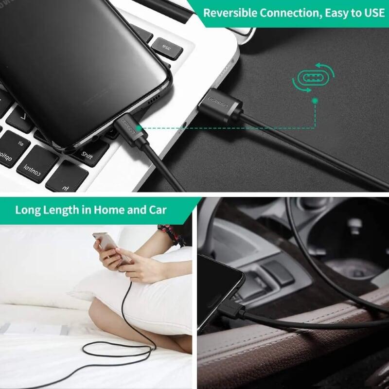 Ugreen UG40553US141TK 1m màu đen cáp USB type C sạc nhanh và truyền dữ liệu - HÀNG CHÍNH HÃNG