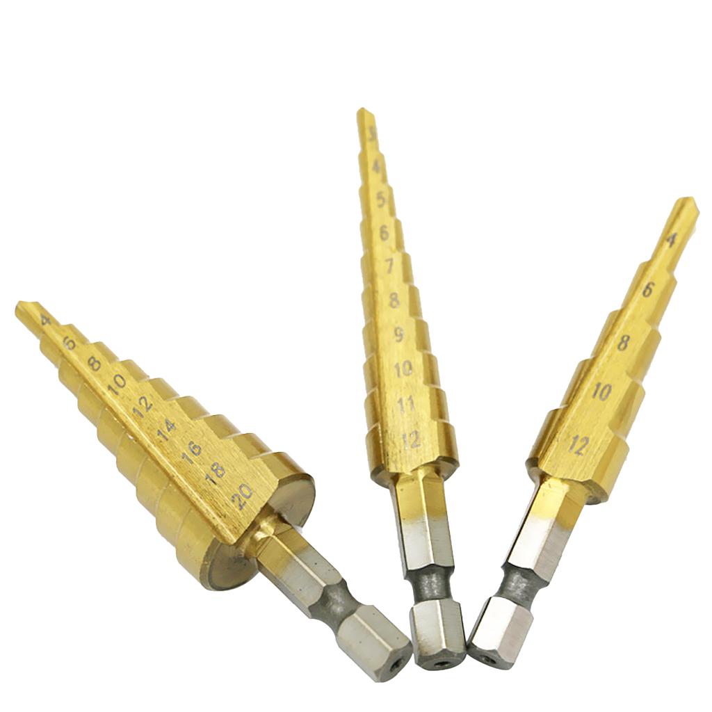 2 Pieces HSS Conical Drill Steel Titanium Drill Bit Set 3-12mm 4-12 / 20mm