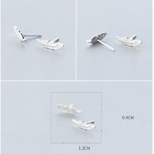 Khuyên tai bạc Ý s925 hình lá E3122 - AROCH Jewelry