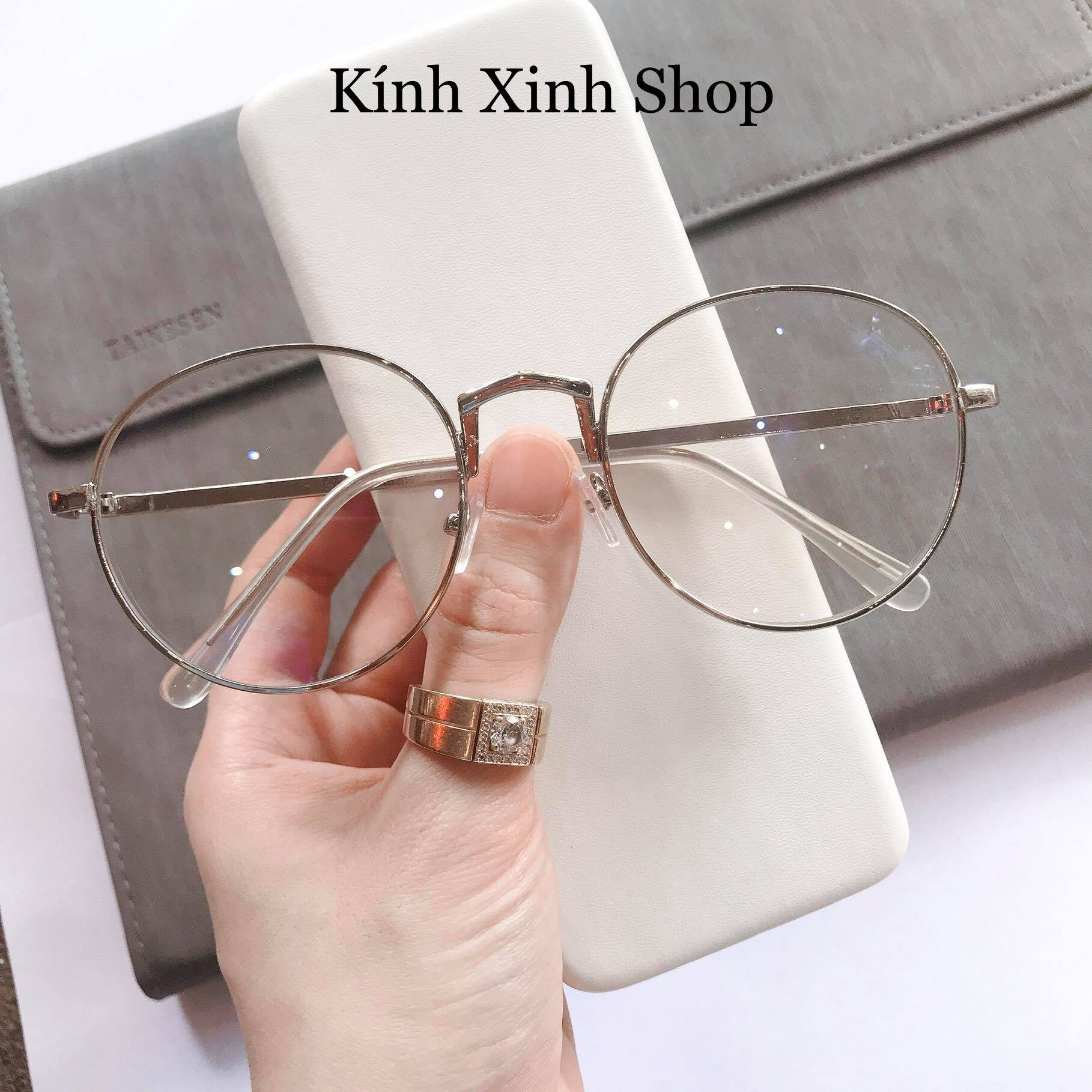 Kính Giả Cận, Gọng Kính Cận Nam Nữ Mắt Tròn Kim Loại Hàn Quốc - KÍNH XINH SHOP