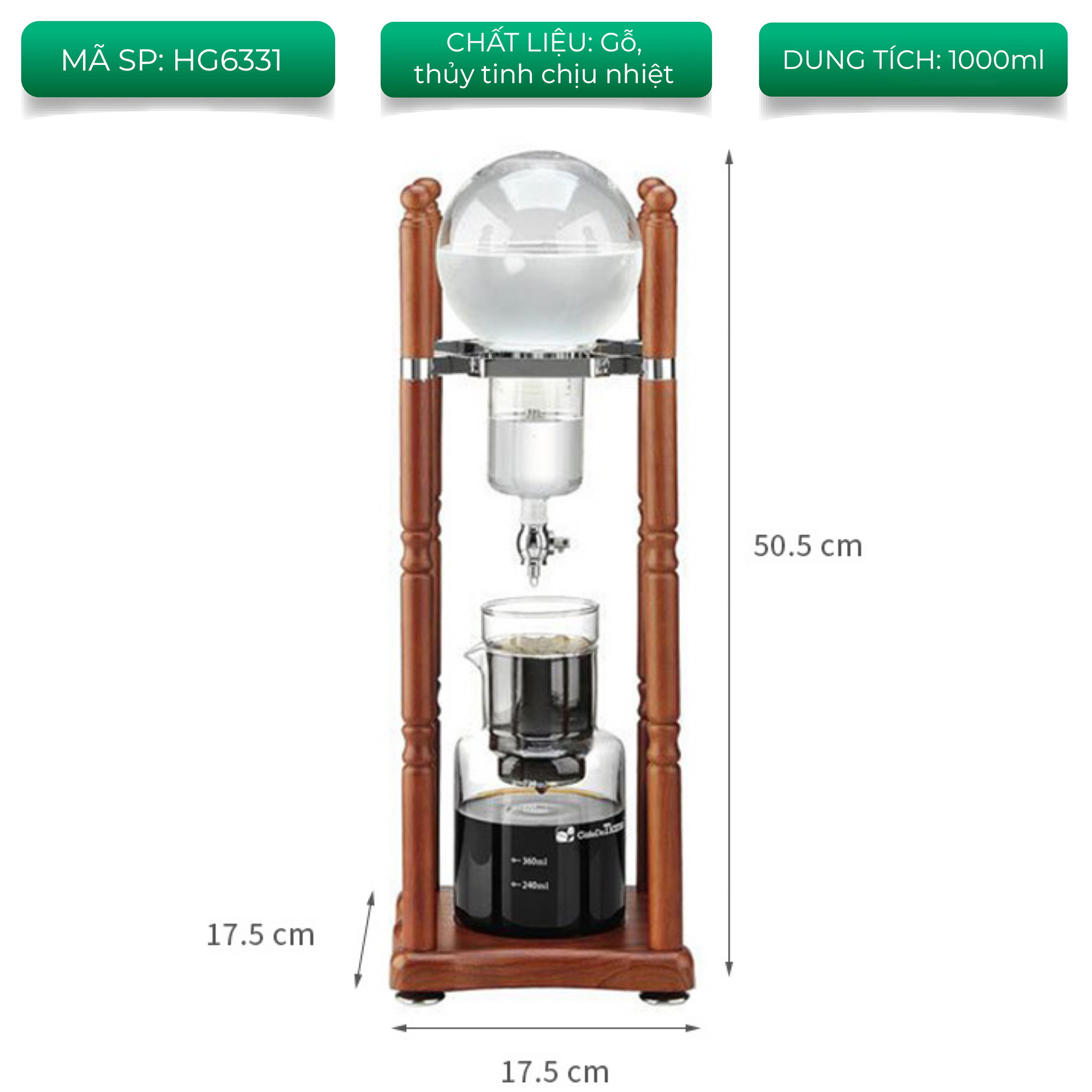 Bộ dụng cụ pha cà phê đá lanh cold drip của Tiamo