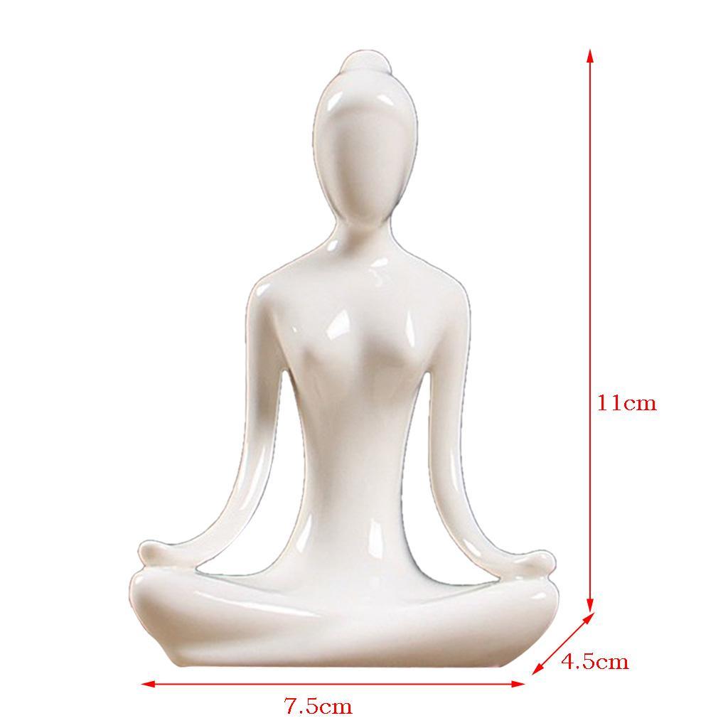 2x Ceramic Yoga Figure Ornament Statue Sculpture Desk