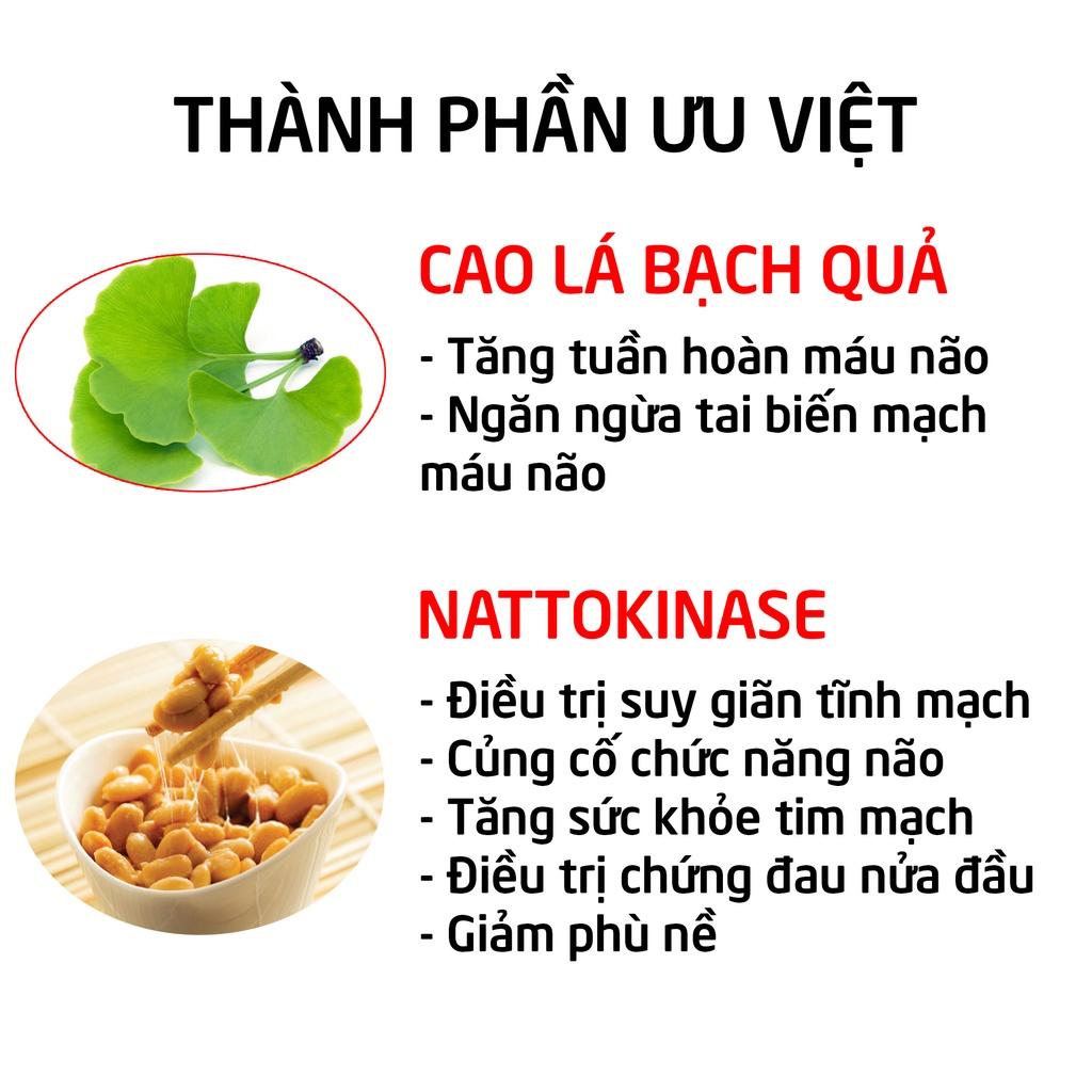 Combo 2 Hộp Hoạt huyết dưỡng não Cinavitt Foter Ginkgo Biloba Extract 1200mg - Nattokinase 300FU ngừa đột quỵ - Hộp 30 viên