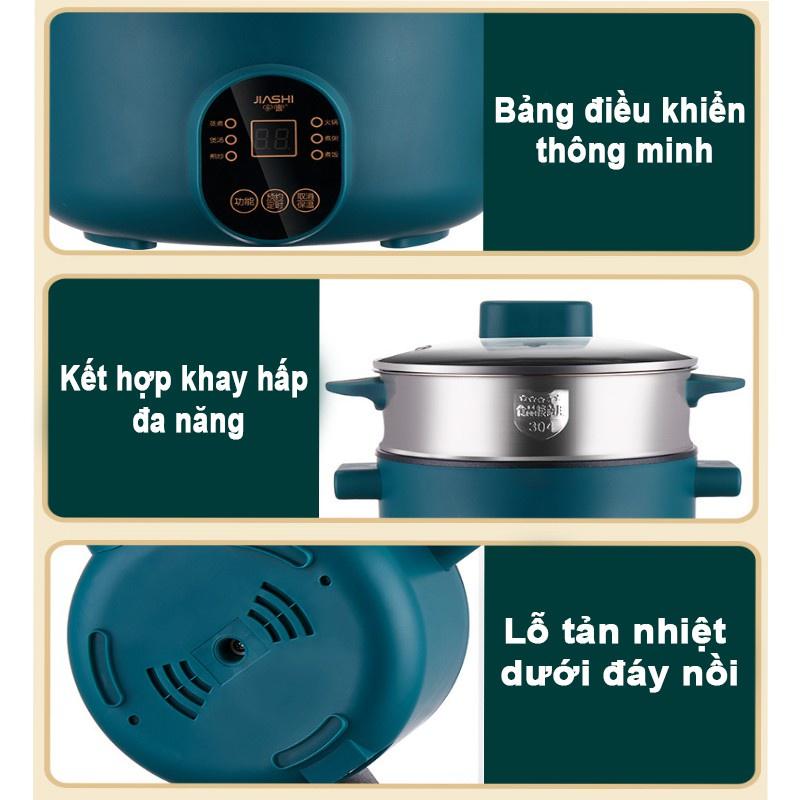 Nồi Lẩu Điện Mini Shaban 24cm Chống Dính Vân Đá, Tặng Kèm Giá Hấp Inox