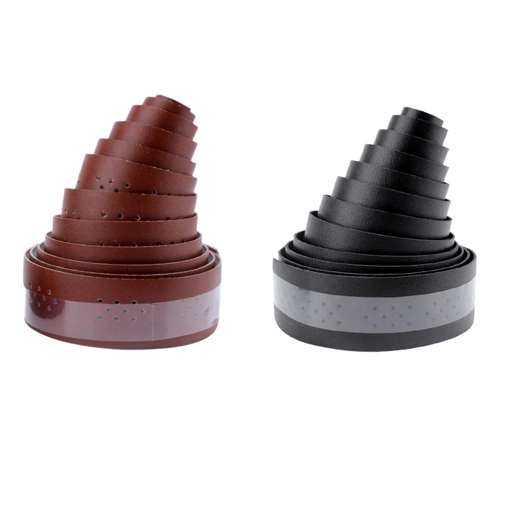 2 Chiếc Xe đạp Tay Cầm Băng PU Da Tay Cầm Dây đeo Thoáng Khí 1.9m