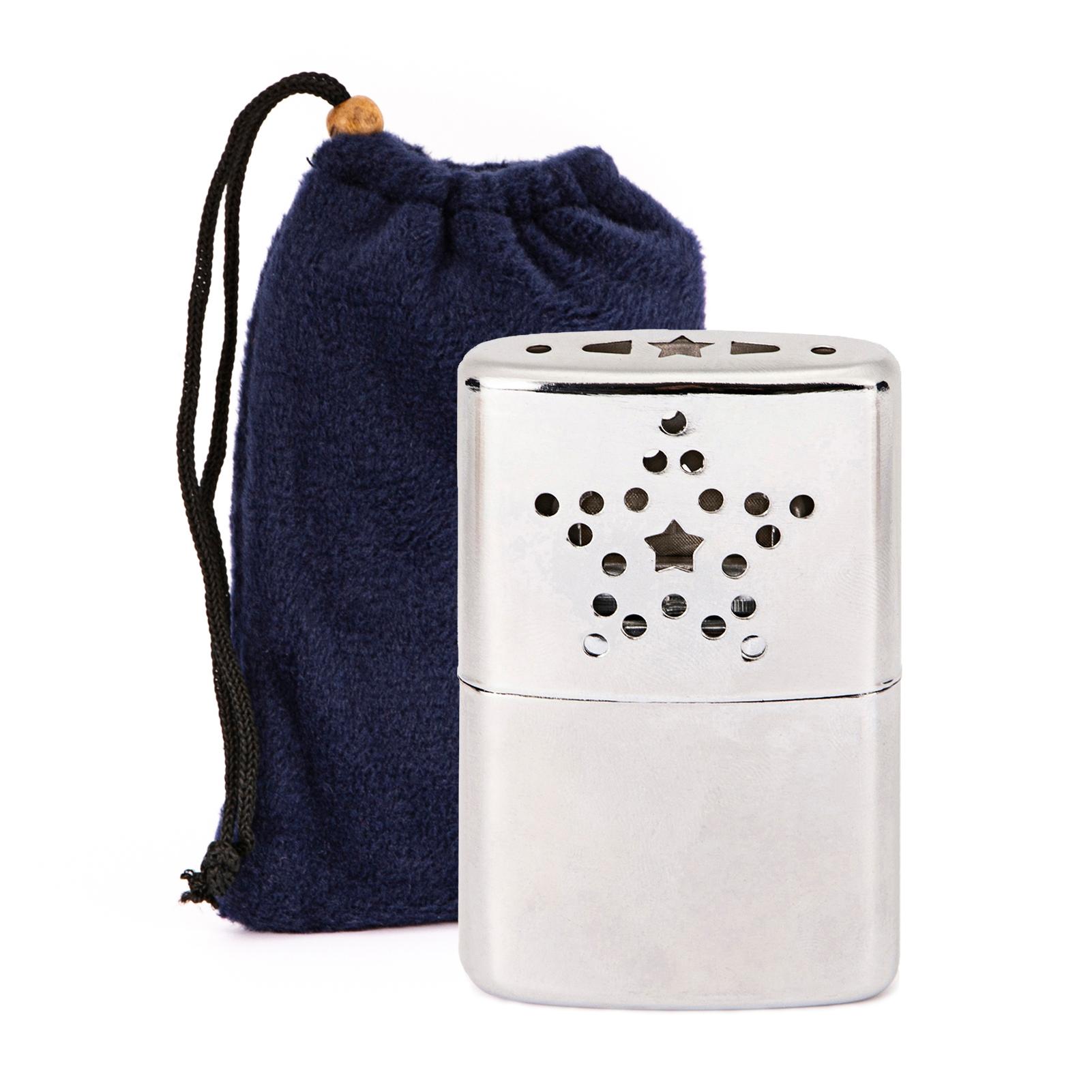 Outdoor Portable Metal Hand Warmer with Pouch for Fishing Camping Hiking