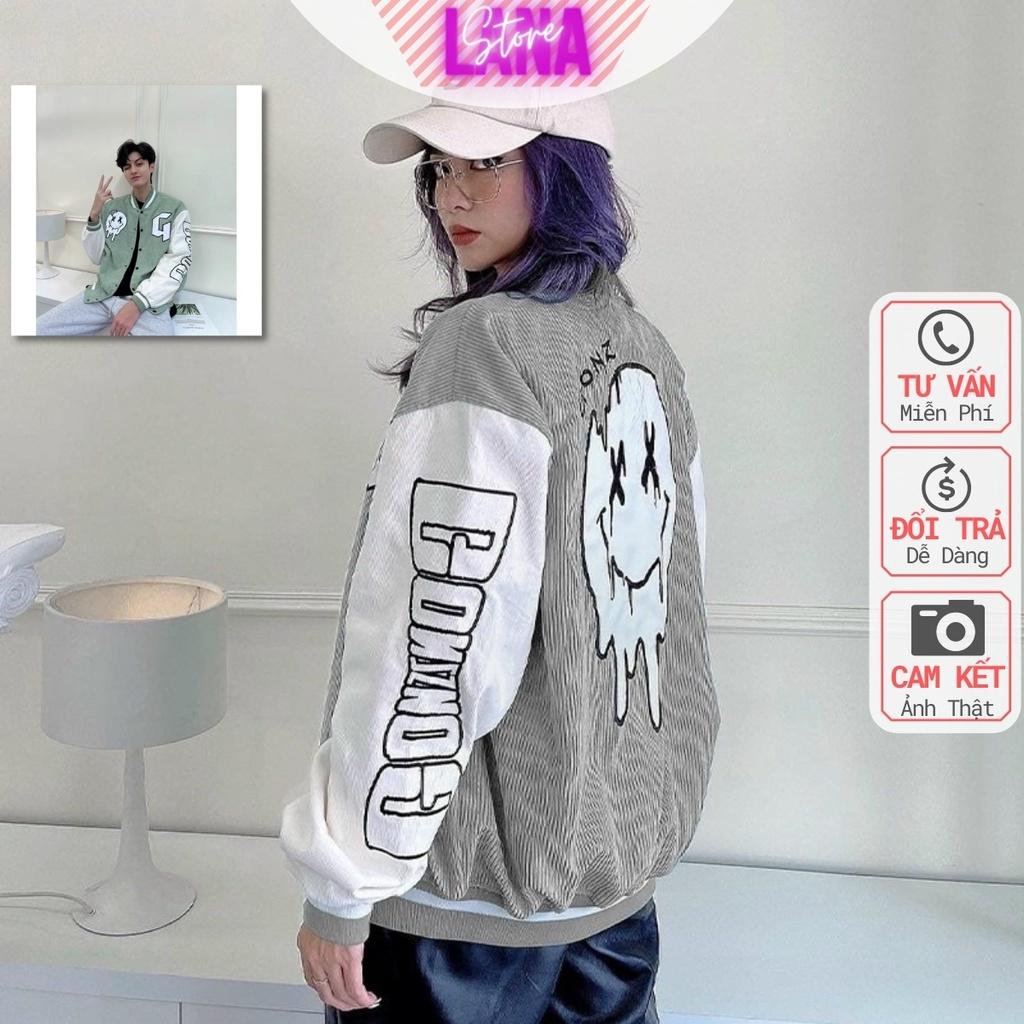 Áo Bomber Nhung Gân thêu G Jacket Varsity FF Mint V11 Unisex Form Rộng