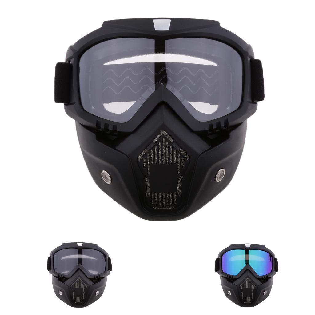 2 Pieces Detachable Face Mask Windproof Helmet Eyewear for Motorcycles