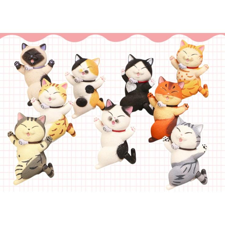 KHO-HN * Combo 09 mẫu mèo mập size lớn 7cm hoan hỉ nhảy múa thích hợp trang trí tiểu cảnh, terrarium, móc khóa, DIY