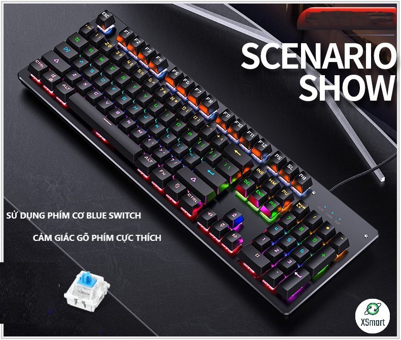 Bàn Phím Cơ Máy Tính Chơi Game XSmart H650 Có 10 Chế Độ Led RGB Khác Nhau Chiến Mọi Tựa Game Trên PC Như Pubg, LOL - Hàng Chính Hãng