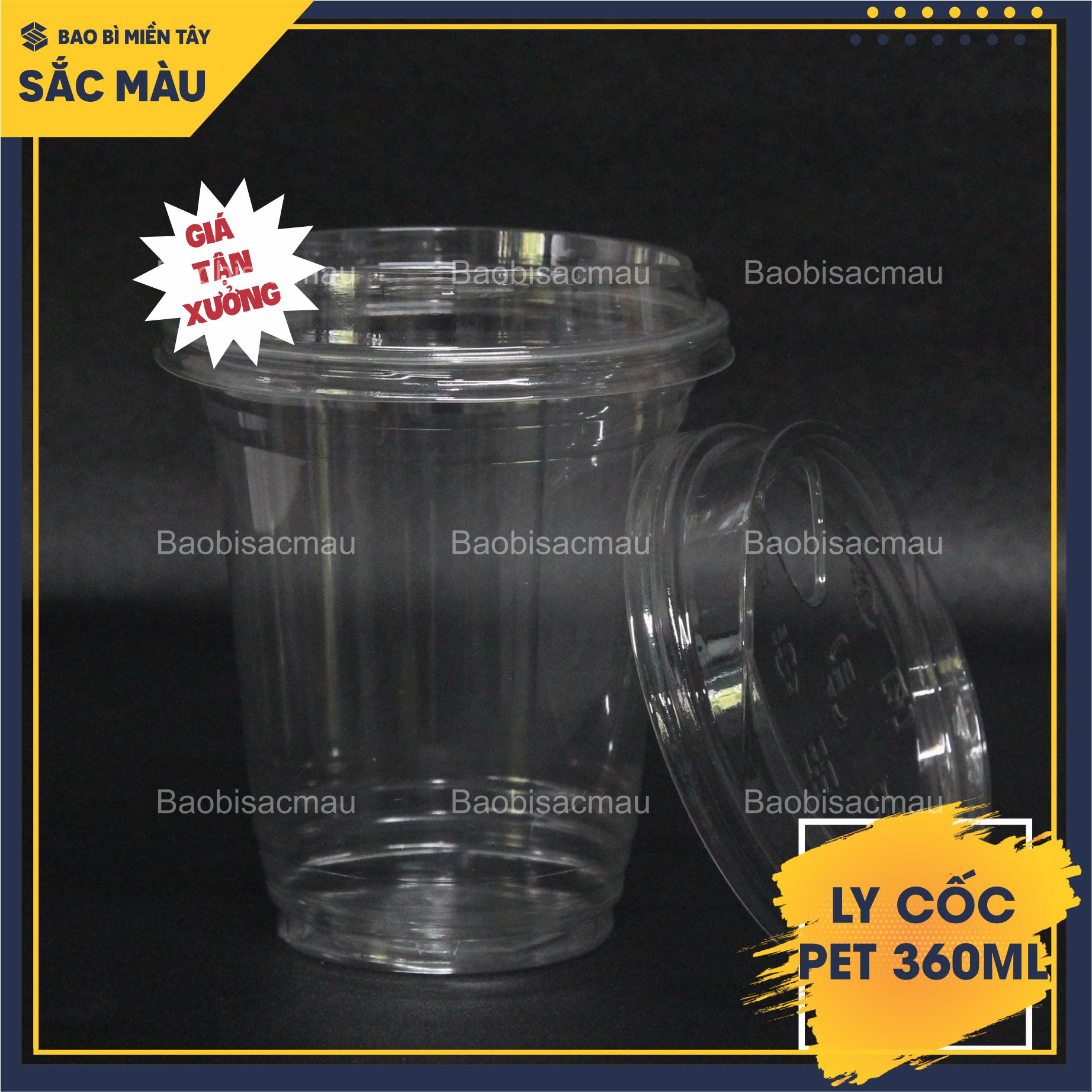 Sỉ 50 cốc nhựa/ ly nhựa PET 360ml kèm nắp