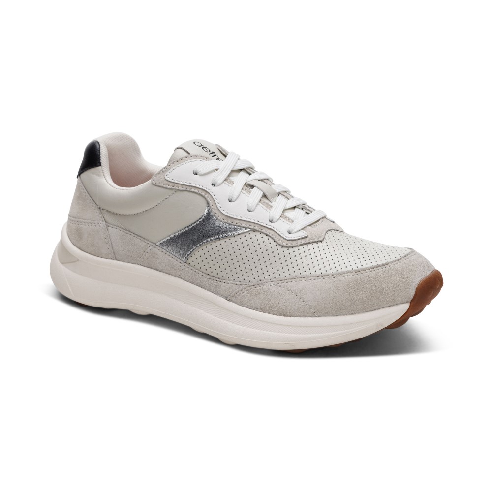 Giày thể thao sức khoẻ nữ Aetrex Emily Chalk - Sneaker da đế mềm, chống đau chân