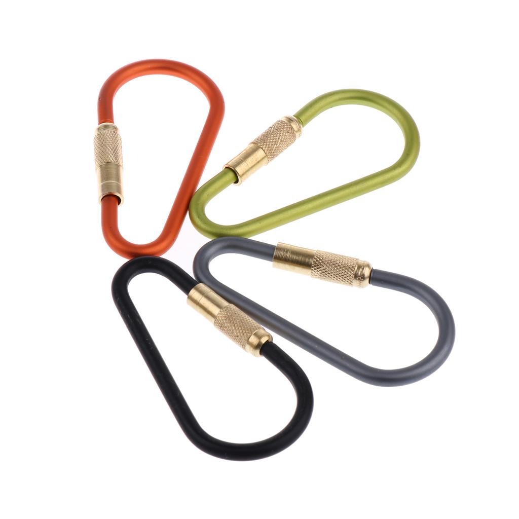 4Pcs Aluminum Alloy D Climbing Carabiner Keychain Buckle for Camping Hiking