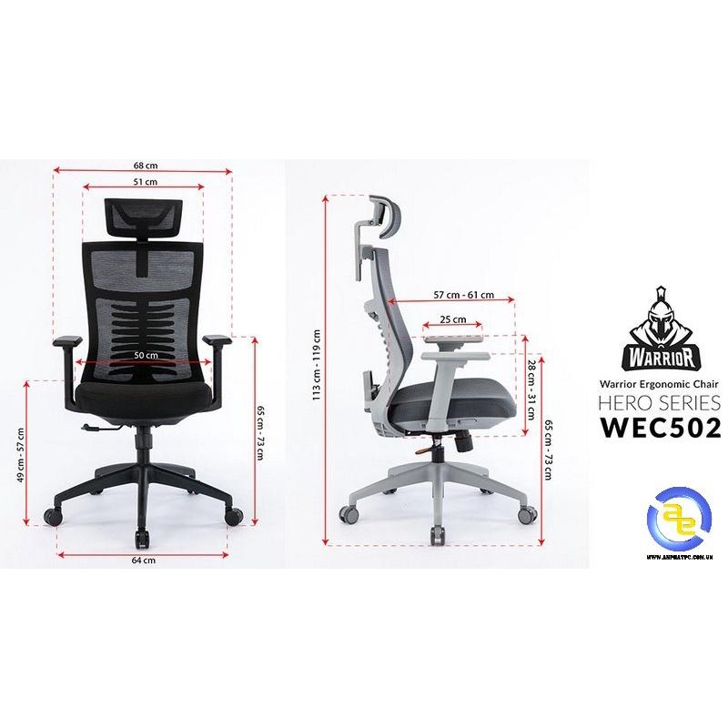 Ghế Văn Phòng-Ghế Làm Việc-Ghế Chân Xoay, Ghế Công Thái Học WEC502, Chống Đau Mỏi Lưng Tay Gấp Nệm Lưới Tựa Đầu Cao Cấp