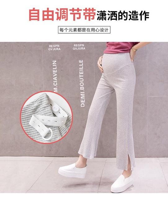 Quần bà bầu legging mềm , ống loe xẻ tàsẵn hàng 1 số size