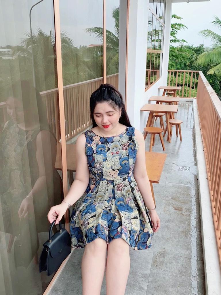Đầm xòe bố hoa thổ cẩm bigsize