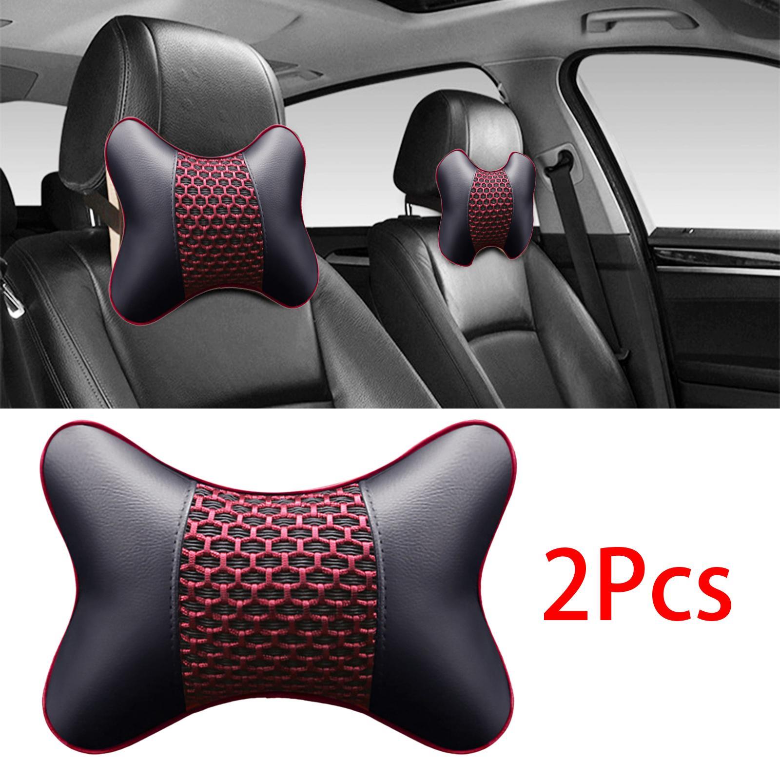 2 Headrest Artificial Leather Comfortable Car Pillow for Living Room