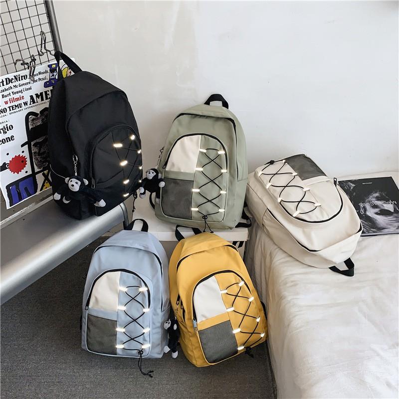 Balo unisex phong cách đường phố có dung tích lớn có dây phản quang