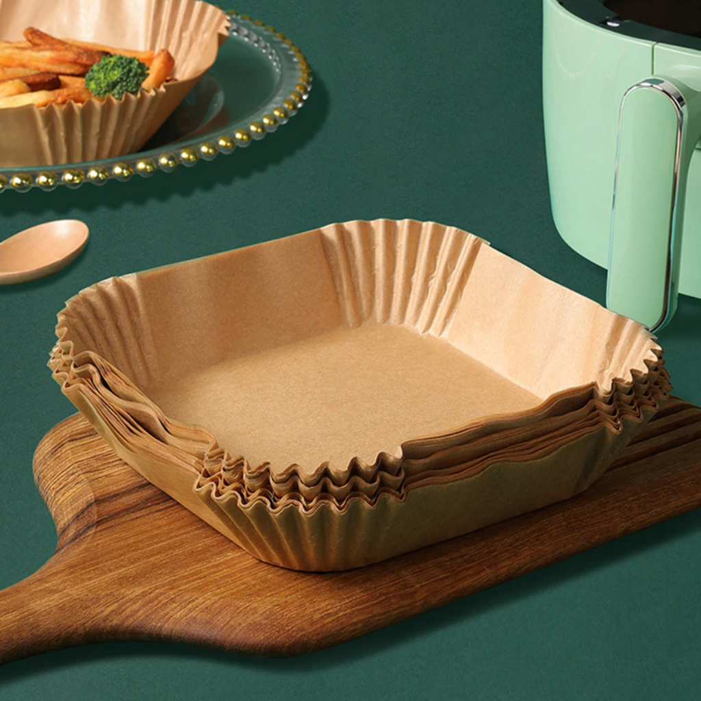 Bộ 50 khay giấy lót chống dính nồi chiên không dầu hình vuông Lafonte 004350-BRO - Hàng chính hãng