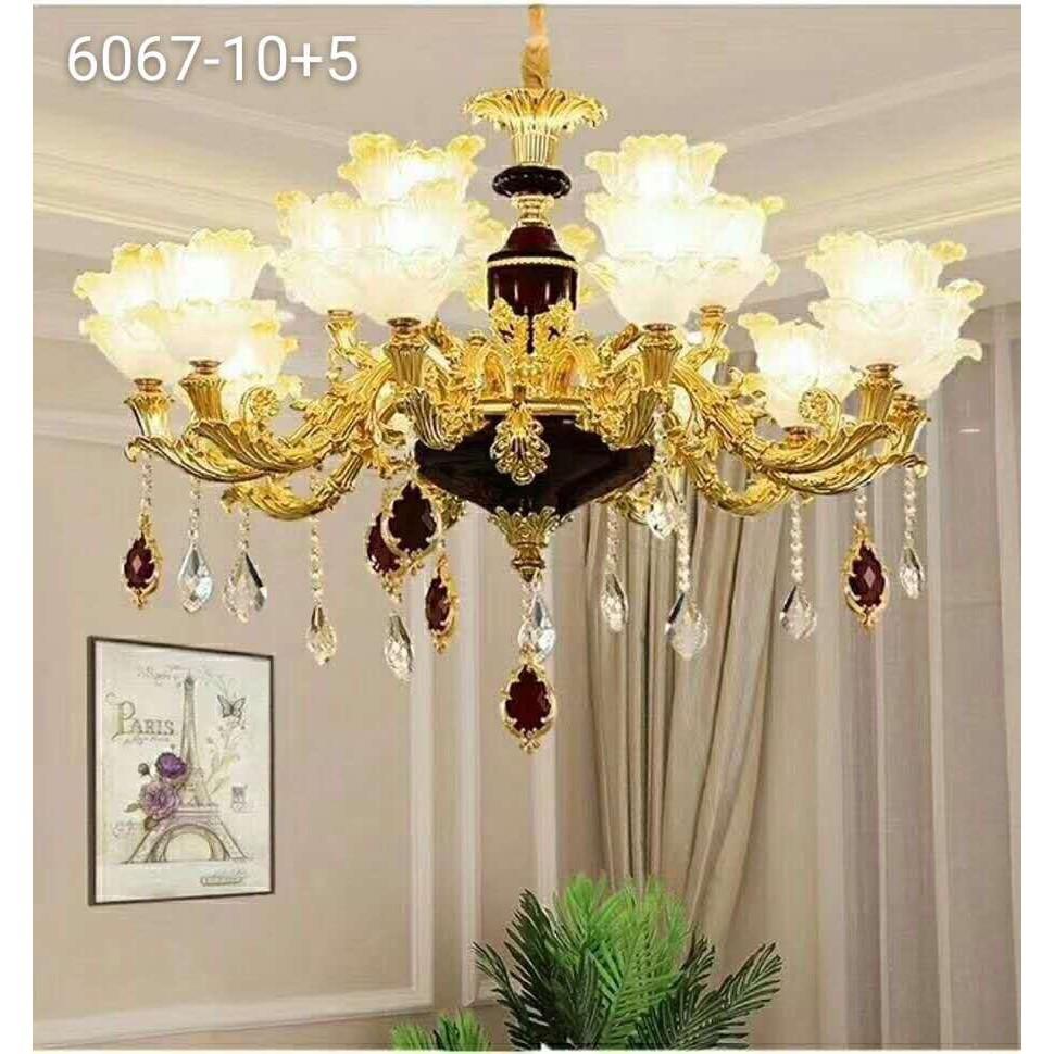 Đèn chùm trang trí nội thất IRELIA phong cách Châu Âu hiện đại loại 15 tay - Tặng kèm bóng LED cao cấp