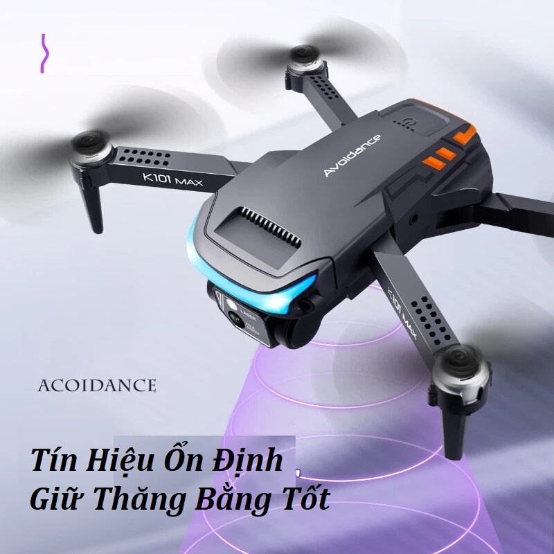 Flycam Mini Giá Rẻ Drone Camera 4K K101 Max có cảm biến tránh va chạm, bay 25 phút, chuyền hình ảnh trực tiếp về điện thoại - Hàng Chính hãng Asport