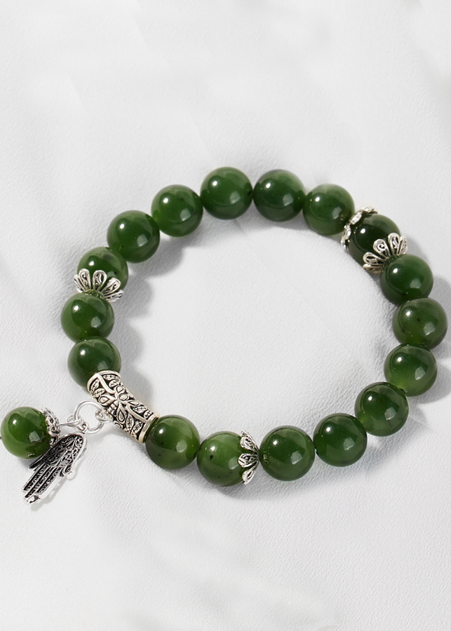 Vòng tay ngọc bích phối charm Ngọc Quý Gemstones