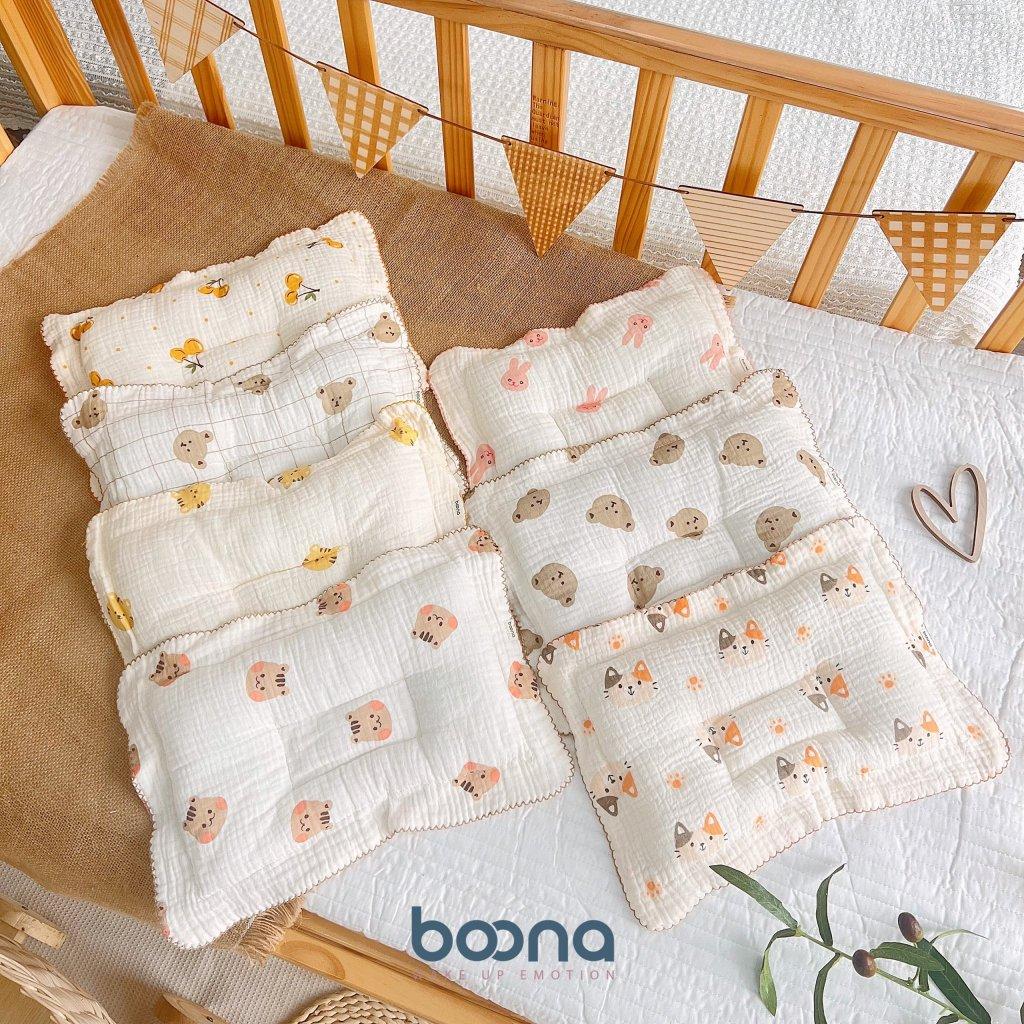 [Sơ sinh] Gối Xô Organic Muslin chống bẹp đầu cho bé - Hãng Boona / Fusj