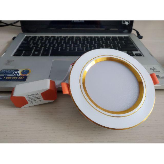 Đèn Led Âm Trần 3 chế độ 7W viền Bạc và viền Vàng đế đúc dày.