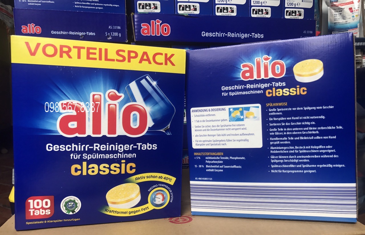 Viên Rửa Chén Alio 100 tabs Classic Geschirr - Reiniger chuyên dùng cho máy rửa chén bát