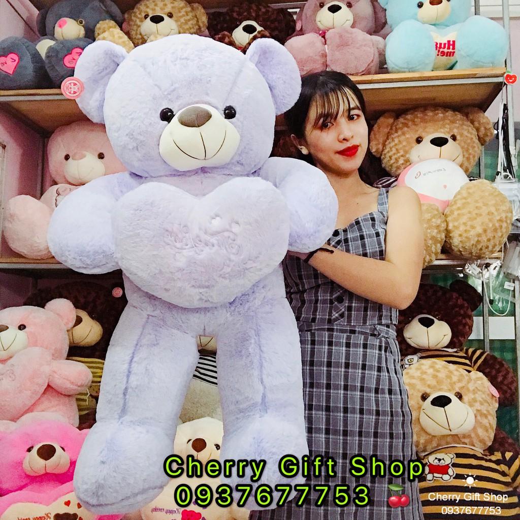 Gấu Bông Teddy Ôm Tim Cao Cấp Hàng Nhập 1m2 Ảnh Shop Chụp