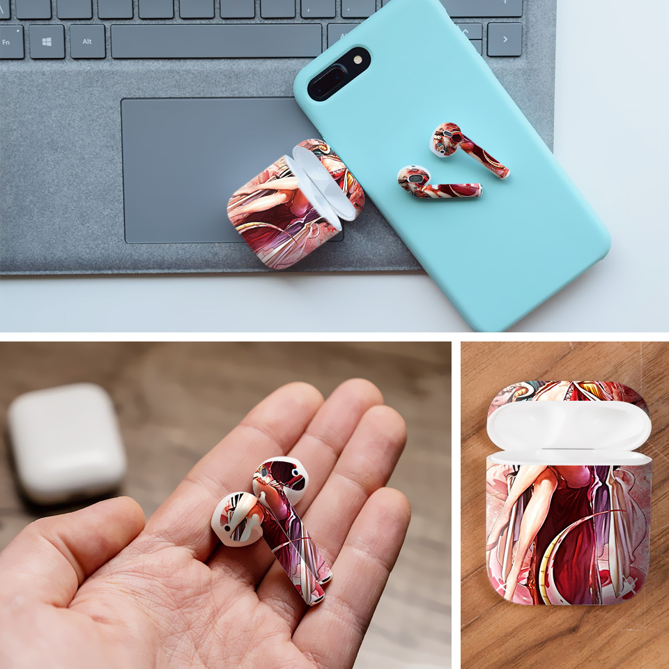 Miếng dán skin chống bẩn cho tai nghe AirPods in hình One Piece - OPi012 (bản không dây 1 và 2)