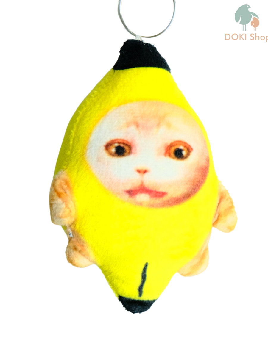 Móc khóa Banana cat, Happy cat nhồi bông có 4 âm thanh