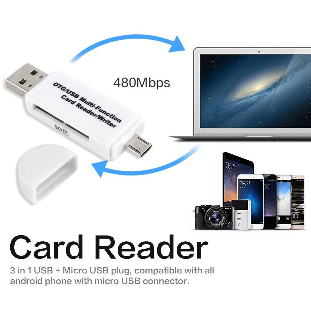 Đầu đọc thẻ OTG 3 trong 1 hỗ trợ cắm thẻ Micro SD/thẻ SD/USB /thẻ TF /SD tiện dụng