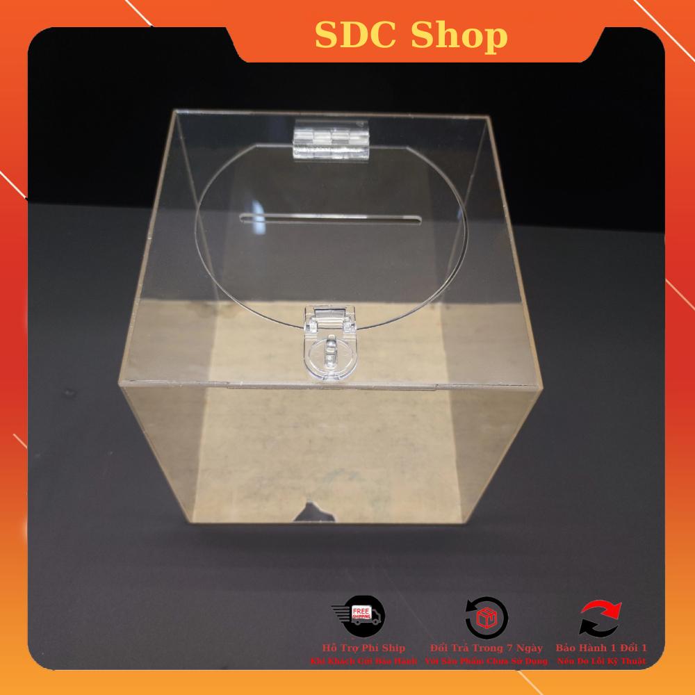 Acrylic Thùng Bốc thăm trúng thưởng - TẶNG KÈM Ổ KHÓA  - Thùng đựng phiếu mica nhiều size , Acrylic . - Có dán decal