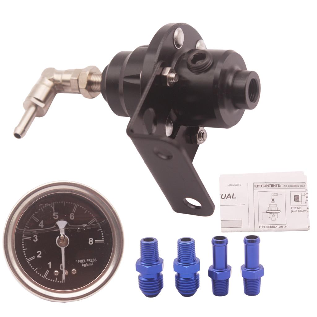 Universal Adjustable Fuel Pressure Regulator 0-160 Psi Car Auto Kit W/ Gauge