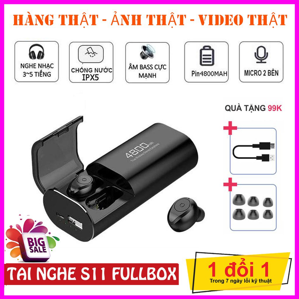 Tai Nghe Bluetooth 5.0  FLOVEME F11 - Tích Hợp Sạc Dự Phòng 4800mah - Chống nước IPX7  - Chống ồn CVC 8.0 - Hàng chính hãng