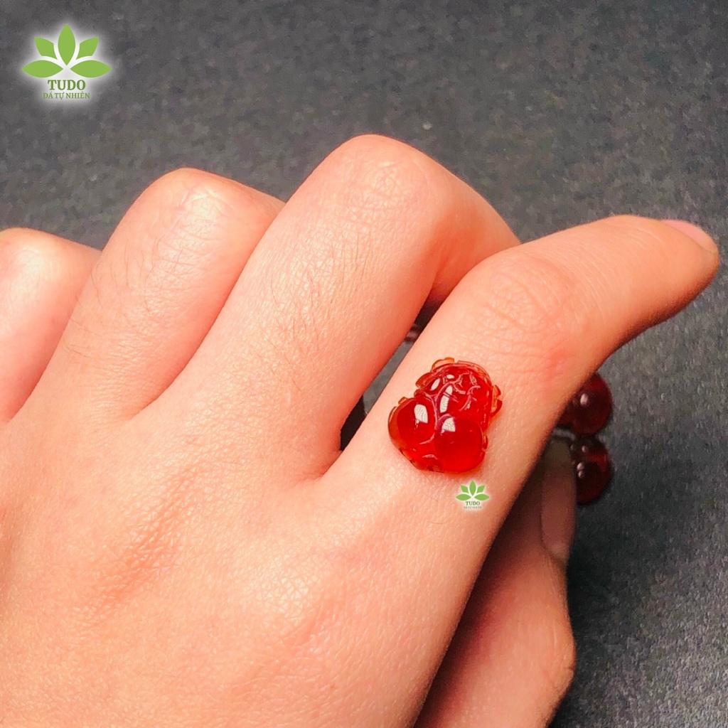 Mặt Nhẫn Tỳ Hưu Garnet Đỏ TUDO - Đá Phong Thủy cho nữ mệnh Hỏa Thổ