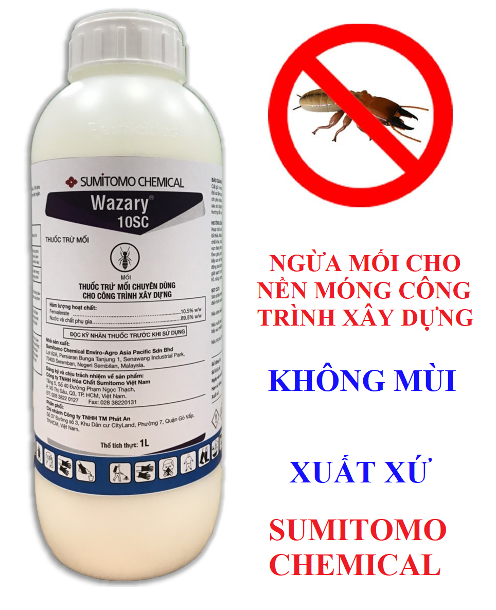 (Hàng Nhập Bản - Ko mùi) Thuốc diệt mối và ngừa mối  Warazy 10SC chai 1 lít - diệt phòng mối nền móng nhà và công trình lớn