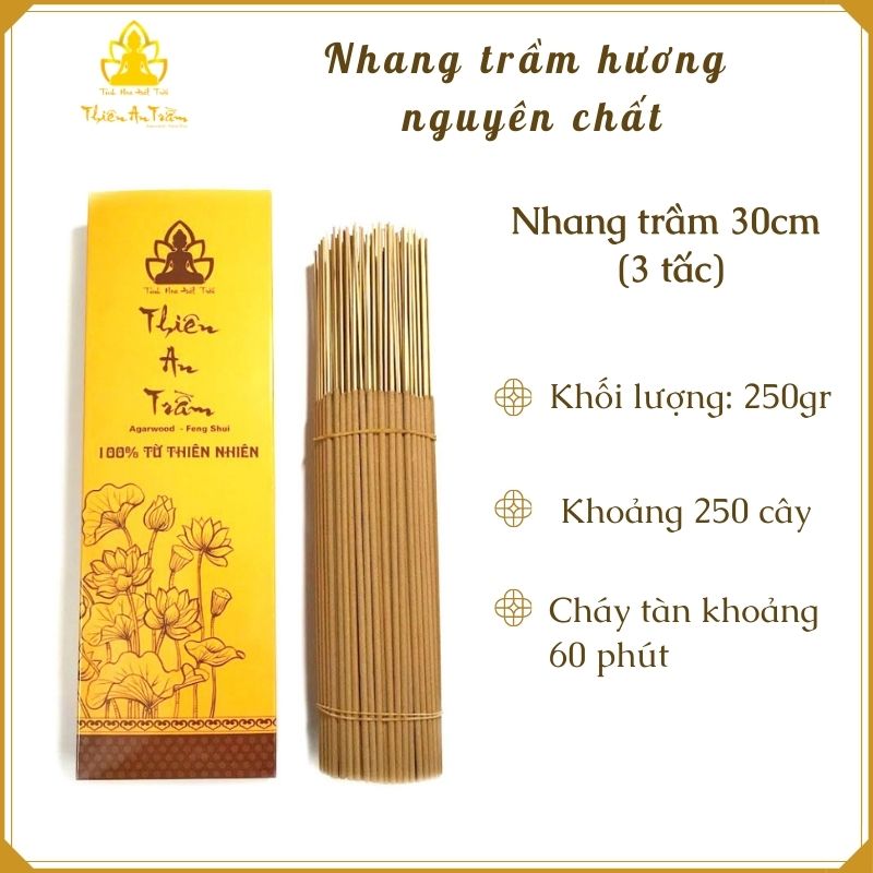 Nhang trầm hương nguyên chất tự nhiên Size 30cm - Hộp 250 gram