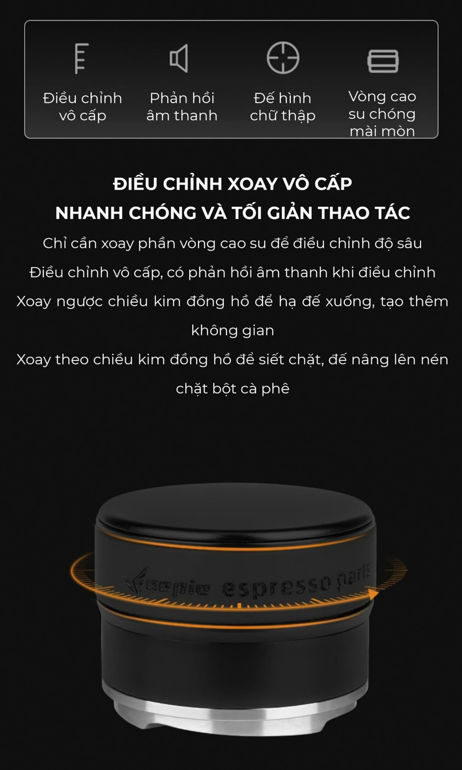 Feepie OCD san phẳng bề mặt cà phê vô cấp
