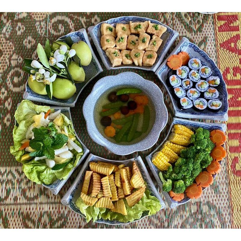 Bộ bát đĩa cúng gia tiên,men rạn nổi