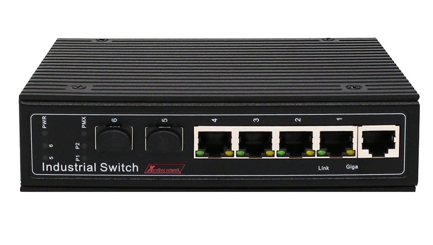 Hình ảnh Bộ chuyển mạch 6 port DIN Rail Mount managed Ethernet switch, 4 port Gigabit Ethernet, 2 SFP - Xmethod Network - Hàng chính hãng 