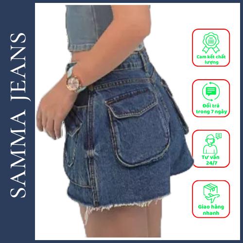 Quần short jean túi hộp SJS04 - Quần jean giả váy cá tính, Phong Cách Gợi Cảm Cho Nữ | Samma Jeans - Quần Short