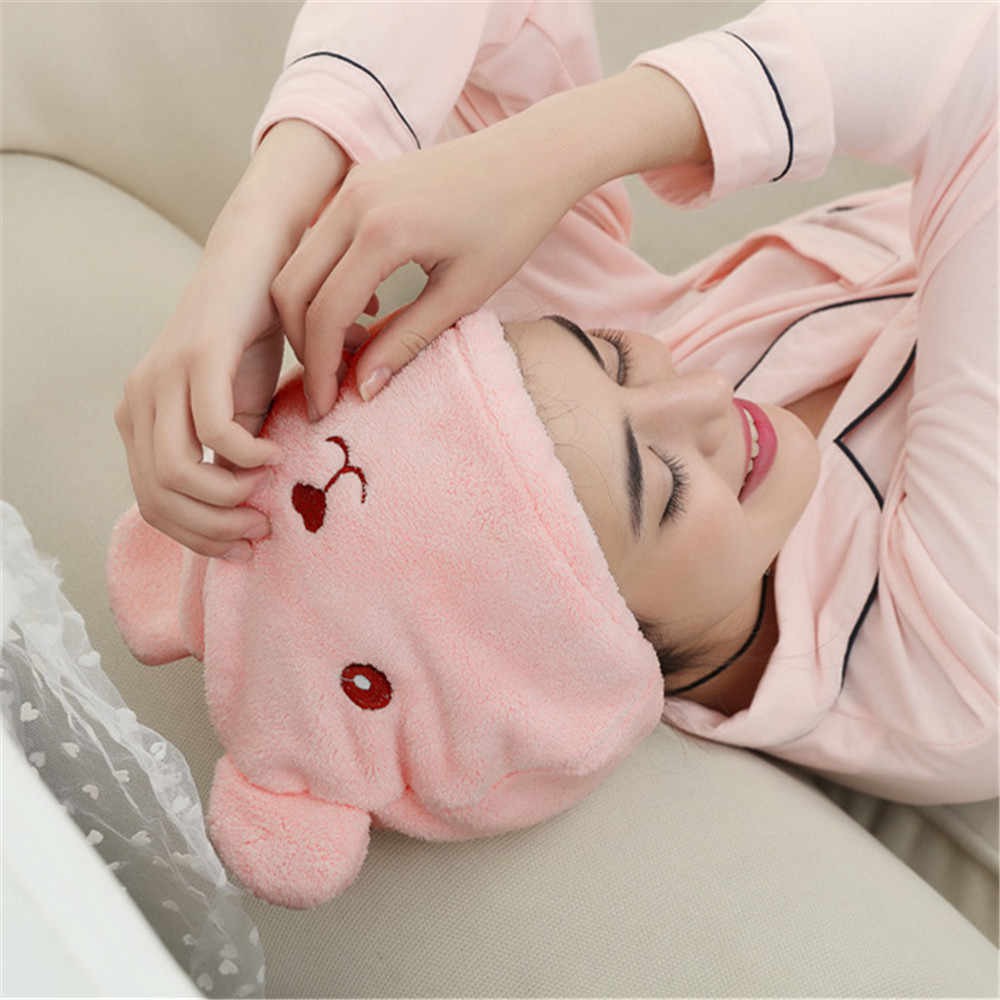 Khăn Trùm Đầu Hình Gấu Siêu Đáng Yêu Dạng Nón Làm Từ Bông Cao Cấp Cho Khả Năng Thấm Hút Tốt, Giúp Tóc Mau Khô, Không Bị Hôi, Phù Hợp Cho Mọi Lứa Tuổi