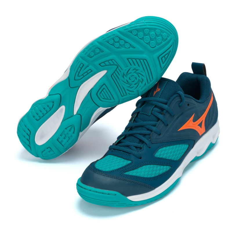 Giày cầu lông Mizuno chính hãng Dyna Blit Z V1GA212284 mẫu mới màu xanh-tặng tất thể thao bendu