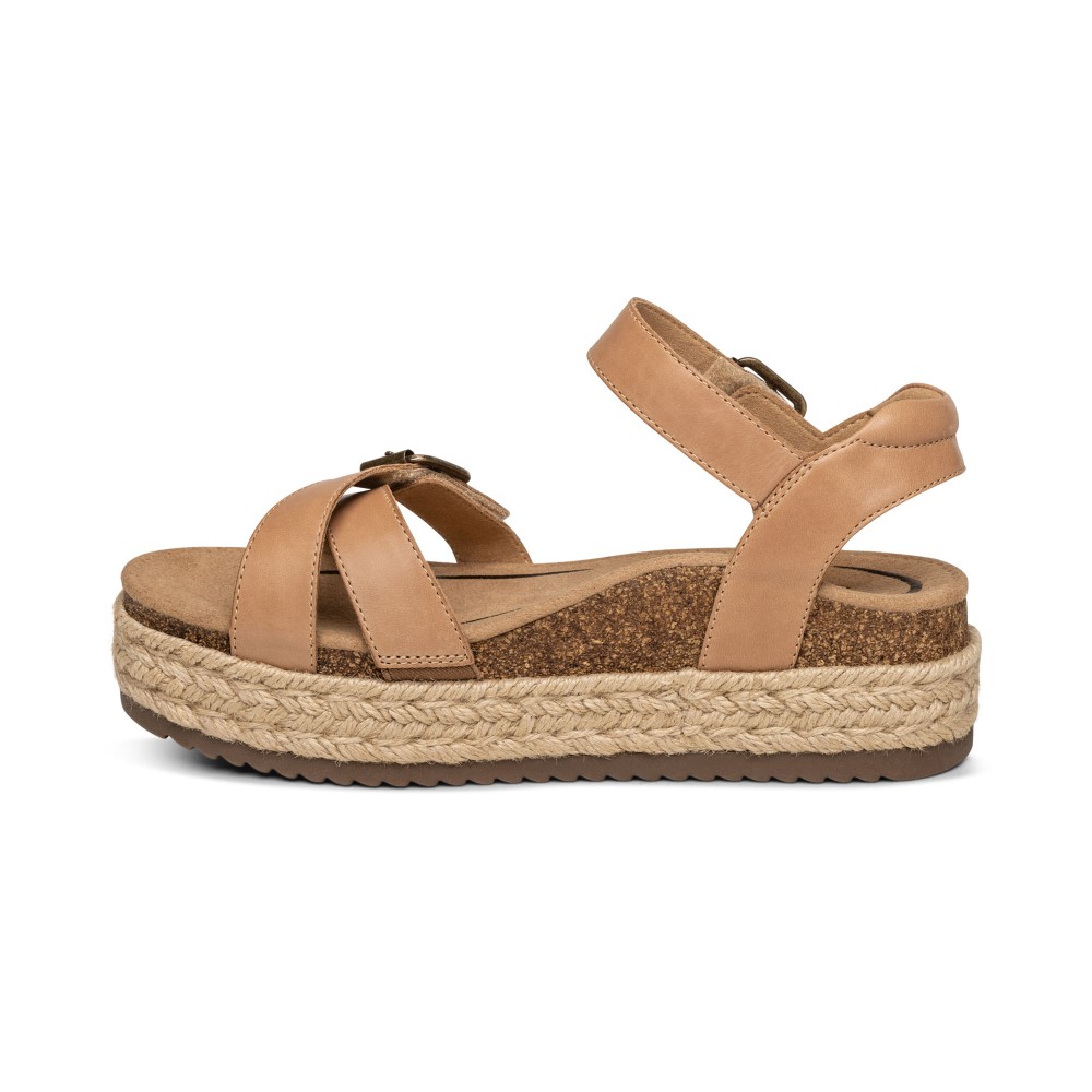 Sandal sức khỏe nữ Aetrex Paula Camel